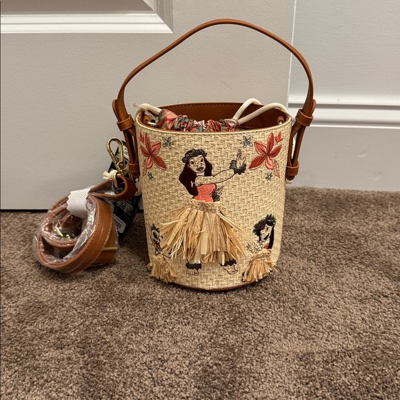 Loungefly Handbags - Disney Loungefly Lilo & Stitch raffia hula bucket bag crossbody purse NWT